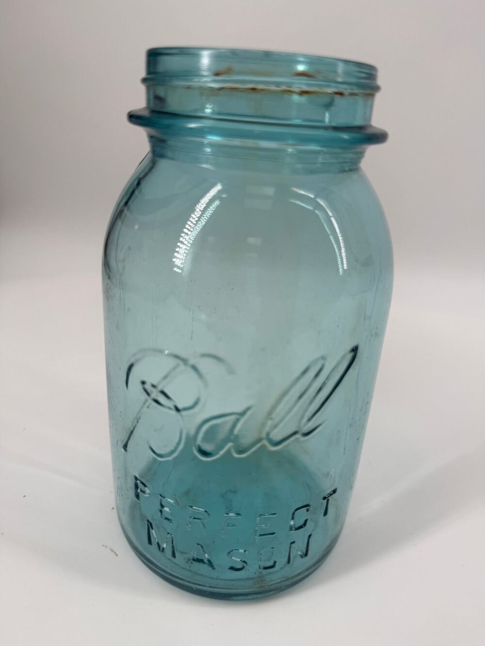 Vintage Blue Ball Perfect Mason Jar Aqua Glass Quart Canning Bottom Mark 3
